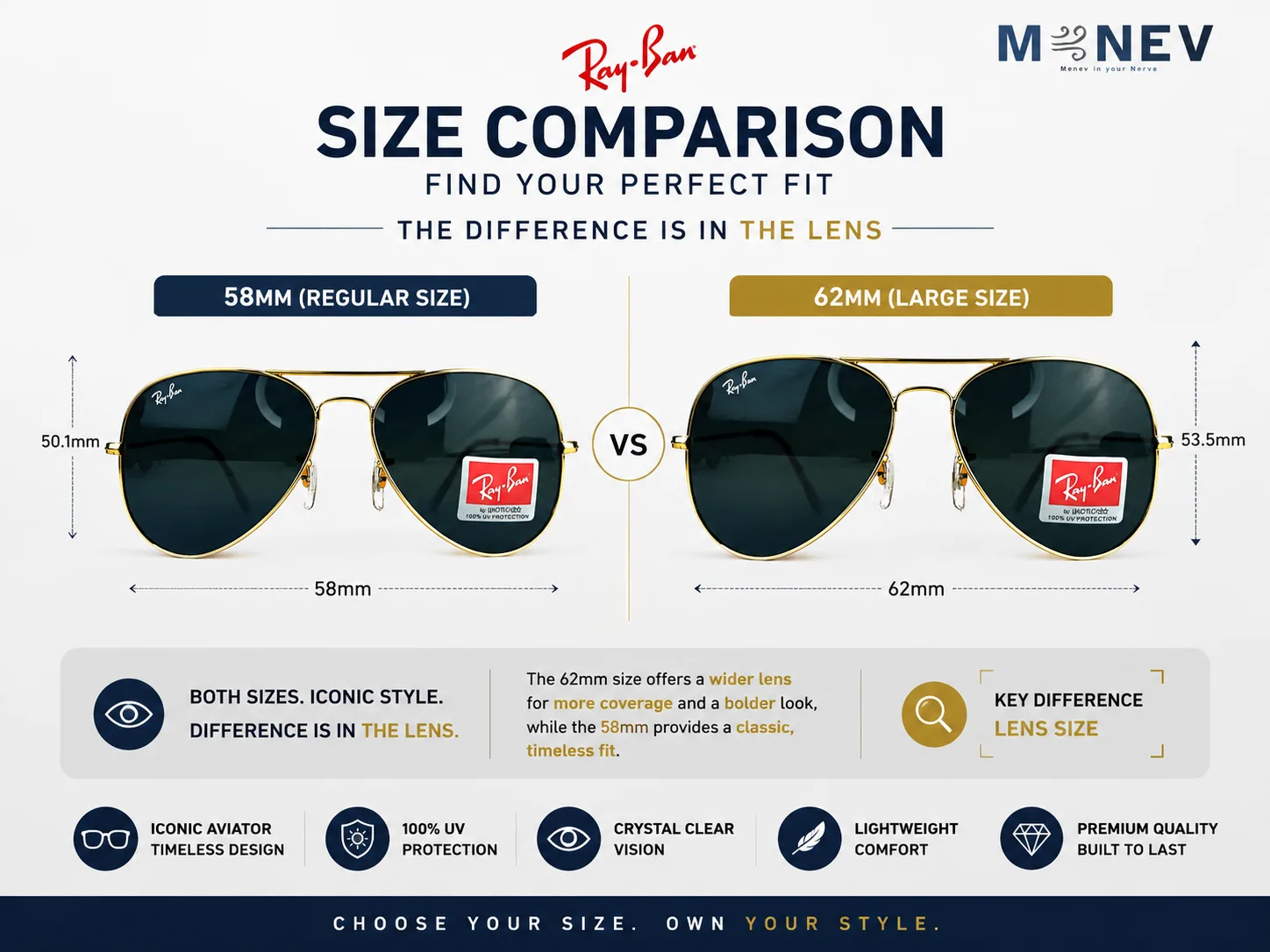 FerRayban Knight size guide